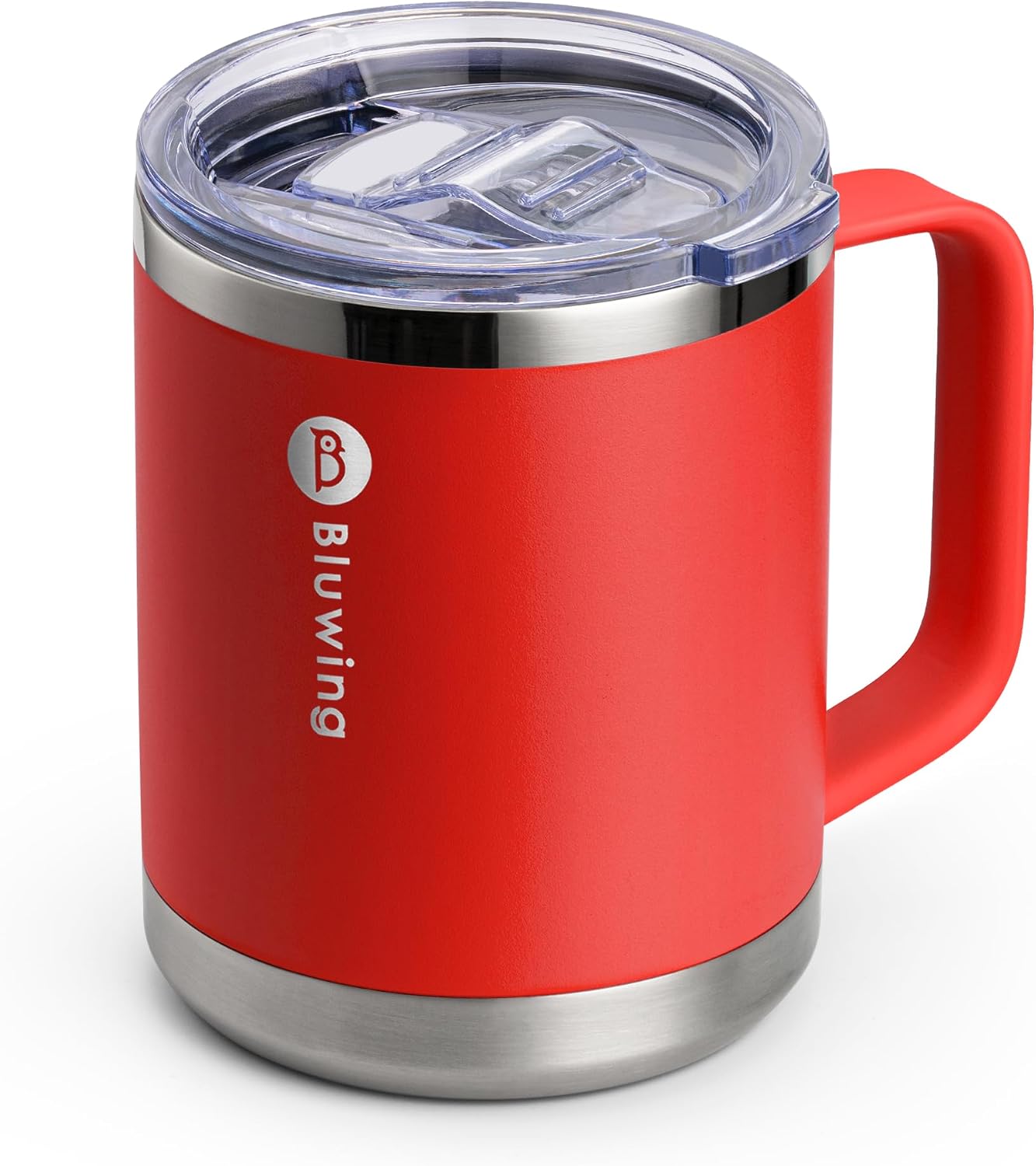 Insulated Coffee Mug with Lid, 12 oz Travel Coffee mug with handle Double Wall Stainless Steel Travel Tumbler Cup, Spill Proof (Purple)