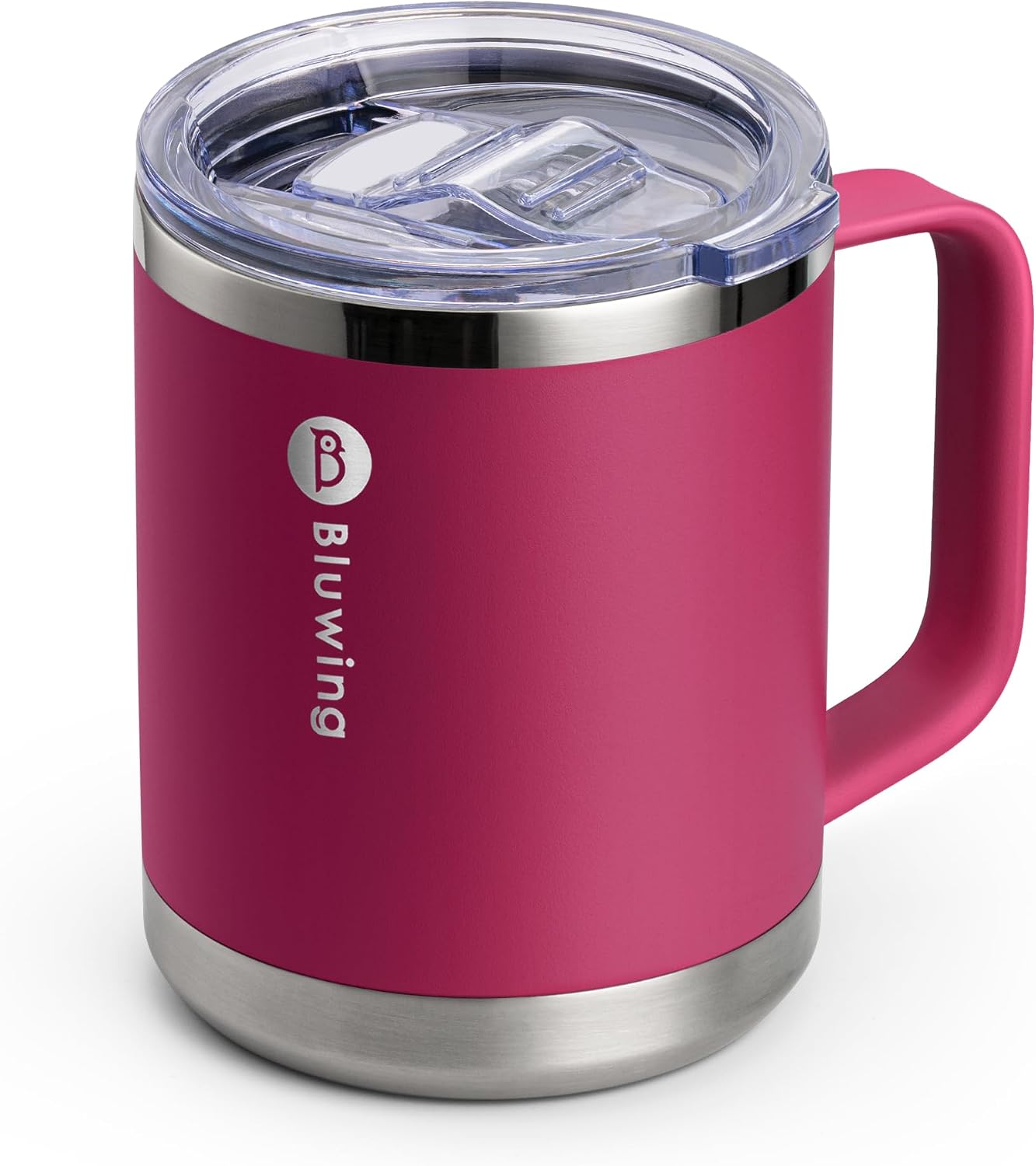 Insulated Coffee Mug with Lid, 12 oz Travel Coffee mug with handle Double Wall Stainless Steel Travel Tumbler Cup, Spill Proof (Purple)