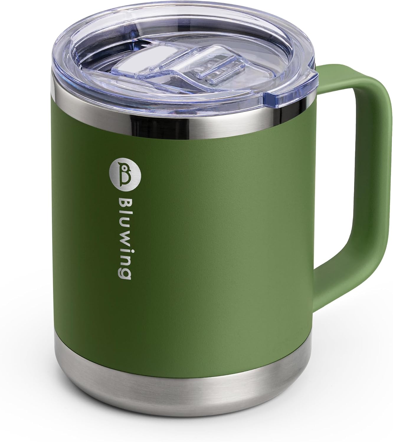 Insulated Coffee Mug with Lid, 12 oz Travel Coffee mug with handle Double Wall Stainless Steel Travel Tumbler Cup, Spill Proof (Purple)