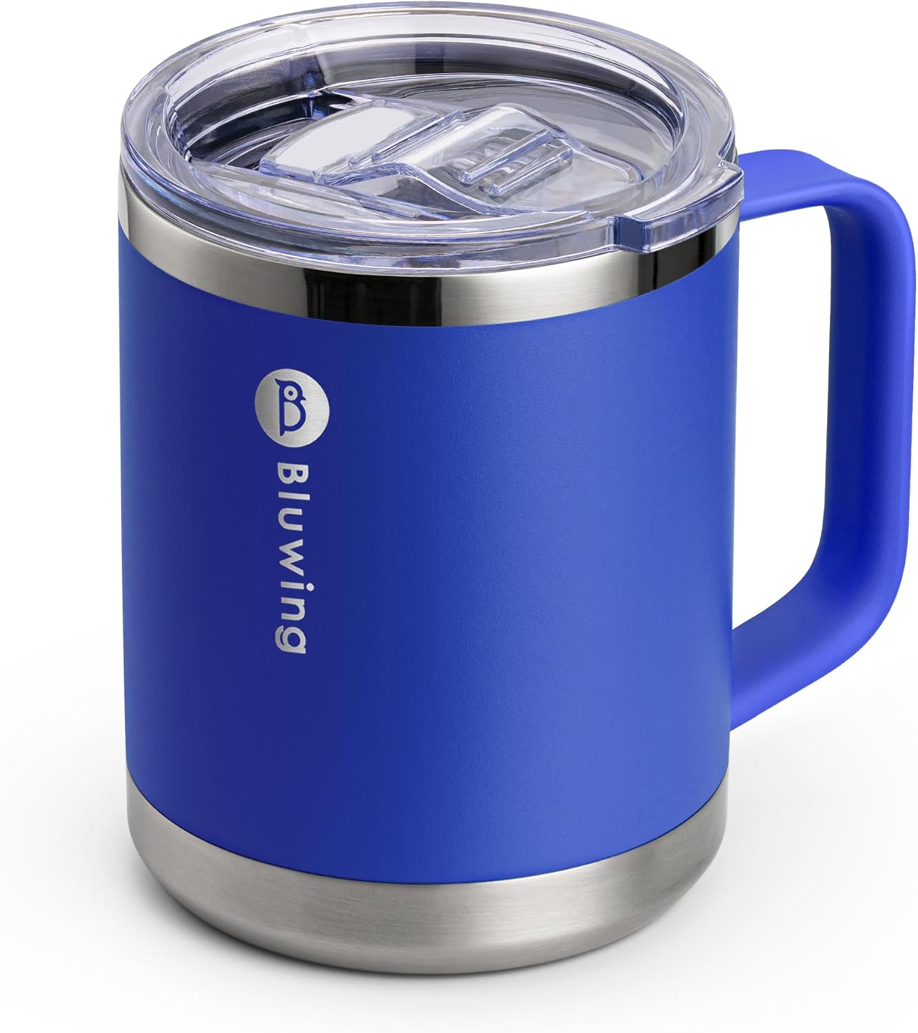 Insulated Coffee Mug with Lid, 12 oz Travel Coffee mug with handle Double Wall Stainless Steel Travel Tumbler Cup, Spill Proof (Purple)