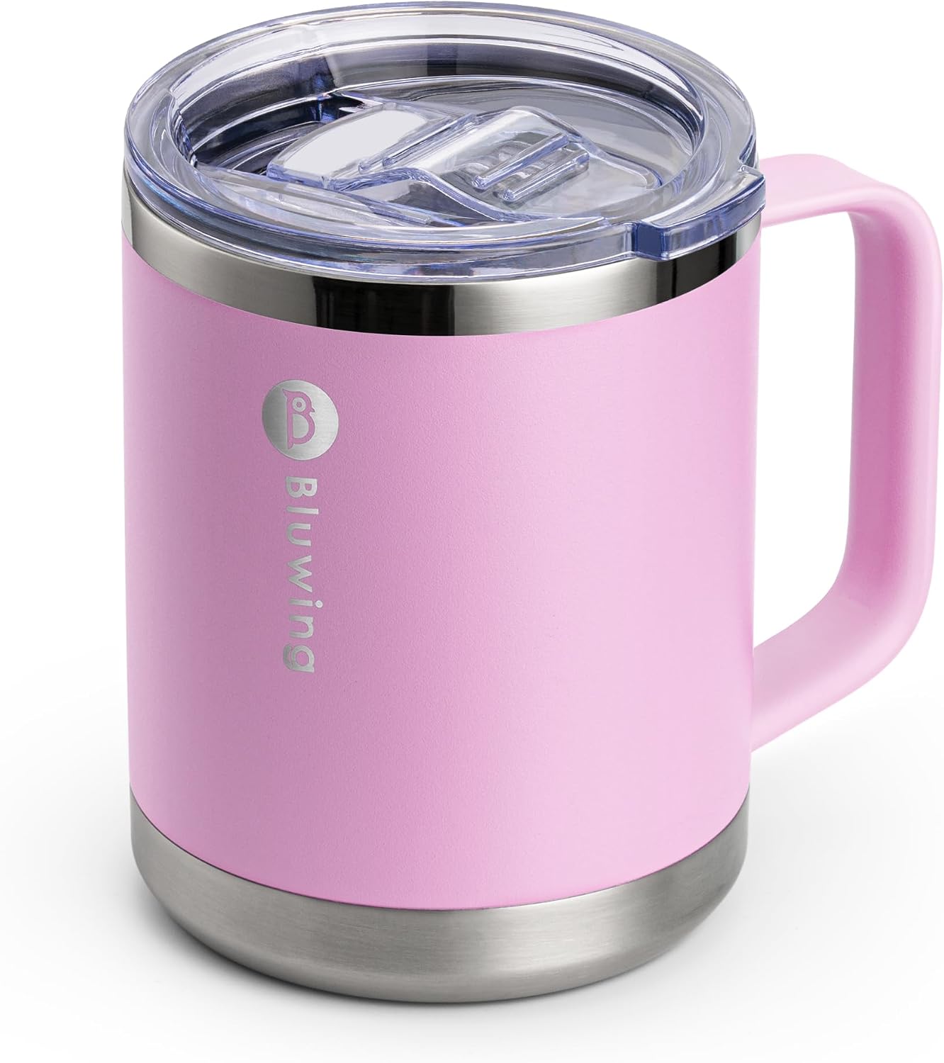 Insulated Coffee Mug with Lid, 12 oz Travel Coffee mug with handle Double Wall Stainless Steel Travel Tumbler Cup, Spill Proof (Purple)