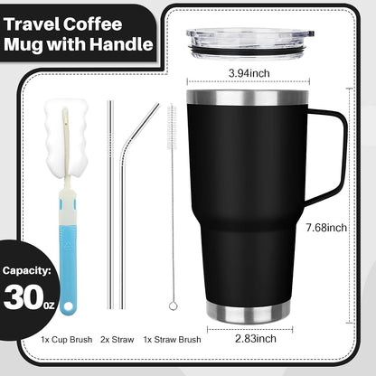 40 oz Tumbler with Handle, Insulated Tumbler with Lid and Straw, Reusable Stainless Steel Vacuum Insulated Cup, 100% Leak Proof Thermal Travel Coffee Mug Cup for Cold and Hot (Light Purple)