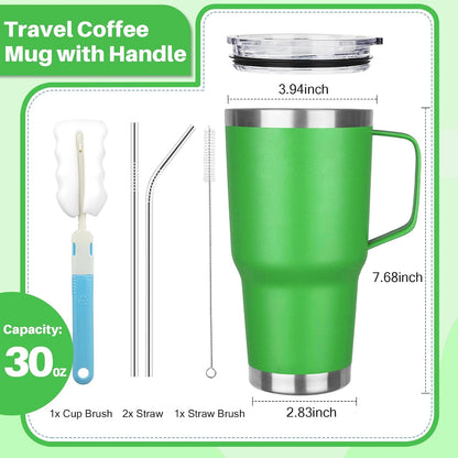 40 oz Tumbler with Handle, Insulated Tumbler with Lid and Straw, Reusable Stainless Steel Vacuum Insulated Cup, 100% Leak Proof Thermal Travel Coffee Mug Cup for Cold and Hot (Light Purple)