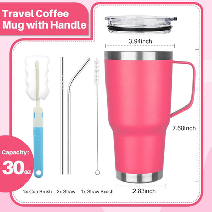 40 oz Tumbler with Handle, Insulated Tumbler with Lid and Straw, Reusable Stainless Steel Vacuum Insulated Cup, 100% Leak Proof Thermal Travel Coffee Mug Cup for Cold and Hot (Light Purple)