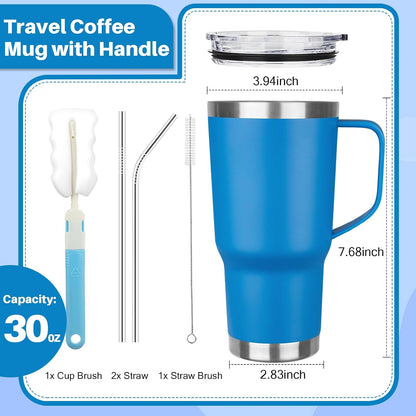 40 oz Tumbler with Handle, Insulated Tumbler with Lid and Straw, Reusable Stainless Steel Vacuum Insulated Cup, 100% Leak Proof Thermal Travel Coffee Mug Cup for Cold and Hot (Light Purple)