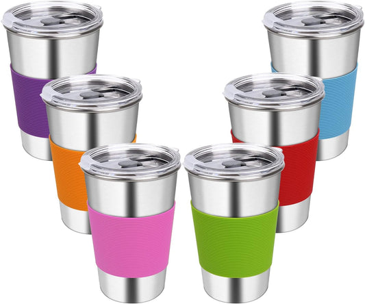 6 Pack Stainless Steel Tumblers & Water Glasses for Kids and Adults