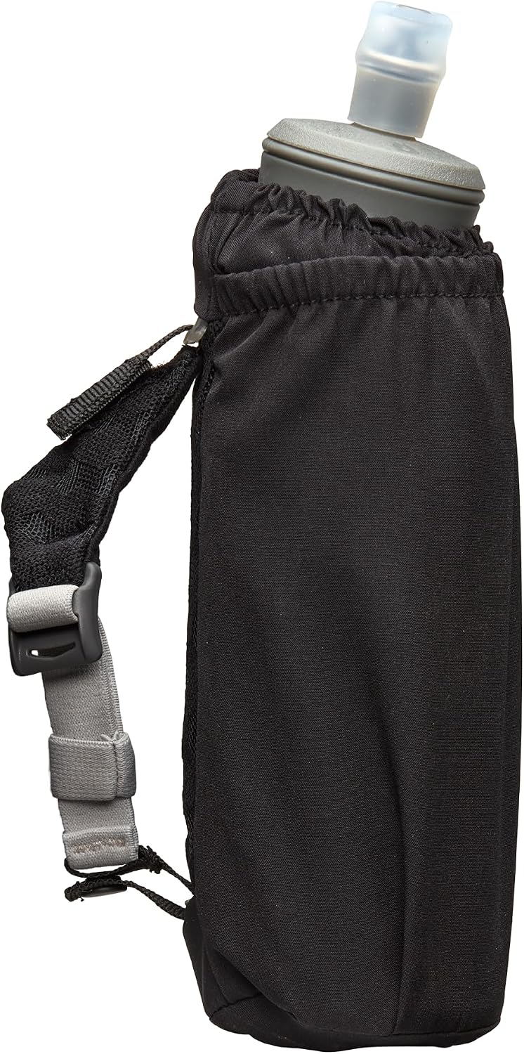 Nathan Handheld Soft Flask 18oz - Exo-Draw Insulated Collapsible Bottle - Grip-Free Strap & Rigid ExoSpine for Comfort/Support - Breathable Mesh Strap - Ideal Running/Hiking, Pinnacle, Black
