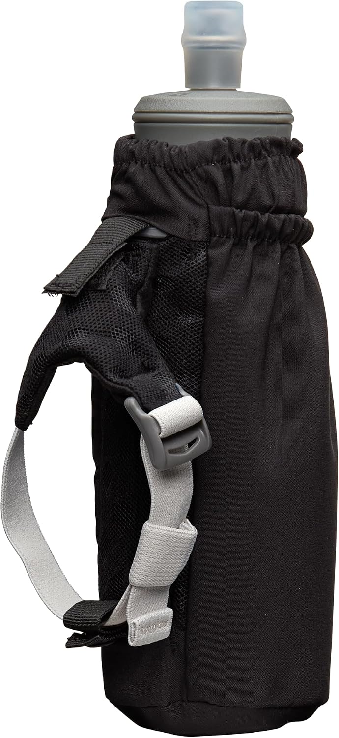 Nathan Handheld Soft Flask 18oz - Exo-Draw Insulated Collapsible Bottle - Grip-Free Strap & Rigid ExoSpine for Comfort/Support - Breathable Mesh Strap - Ideal Running/Hiking, Pinnacle, Black