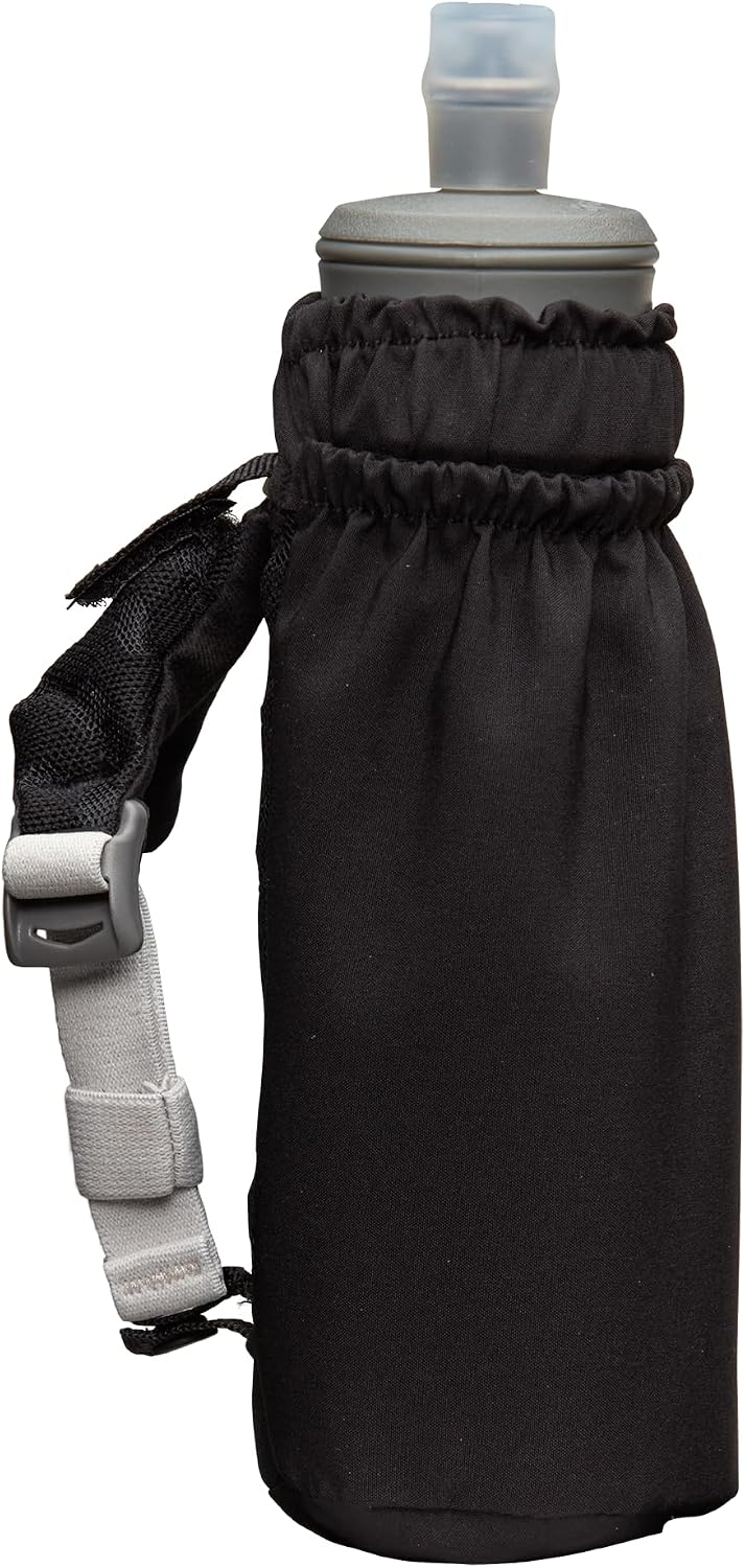 Nathan Handheld Soft Flask 18oz - Exo-Draw Insulated Collapsible Bottle - Grip-Free Strap & Rigid ExoSpine for Comfort/Support - Breathable Mesh Strap - Ideal Running/Hiking, Pinnacle, Black