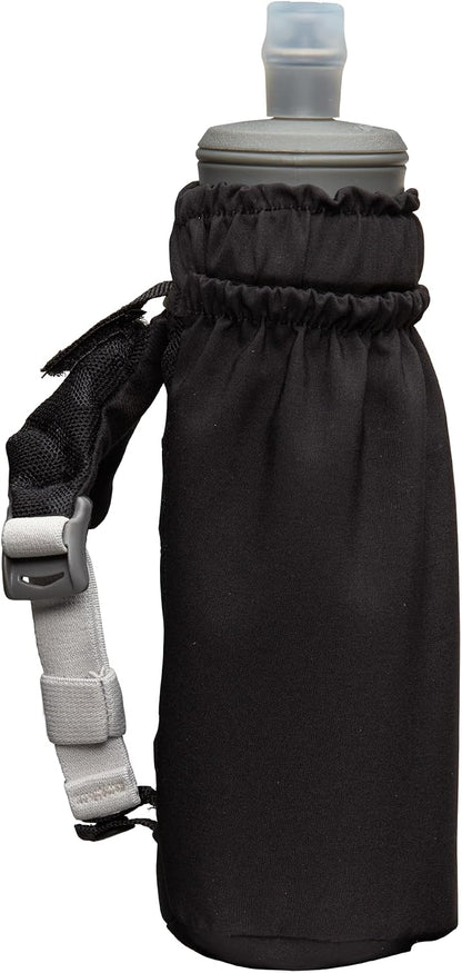 Nathan Handheld Soft Flask 18oz - Exo-Draw Insulated Collapsible Bottle - Grip-Free Strap & Rigid ExoSpine for Comfort/Support - Breathable Mesh Strap - Ideal Running/Hiking, Pinnacle, Black