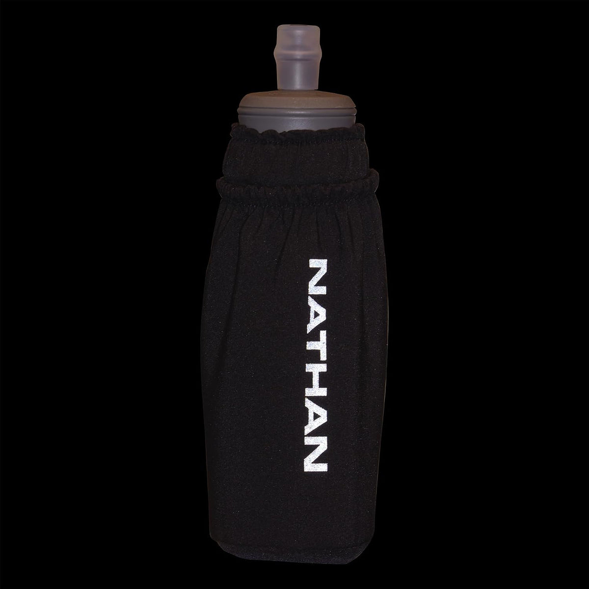 Nathan Handheld Soft Flask 18oz - Exo-Draw Insulated Collapsible Bottle - Grip-Free Strap & Rigid ExoSpine for Comfort/Support - Breathable Mesh Strap - Ideal Running/Hiking, Pinnacle, Black