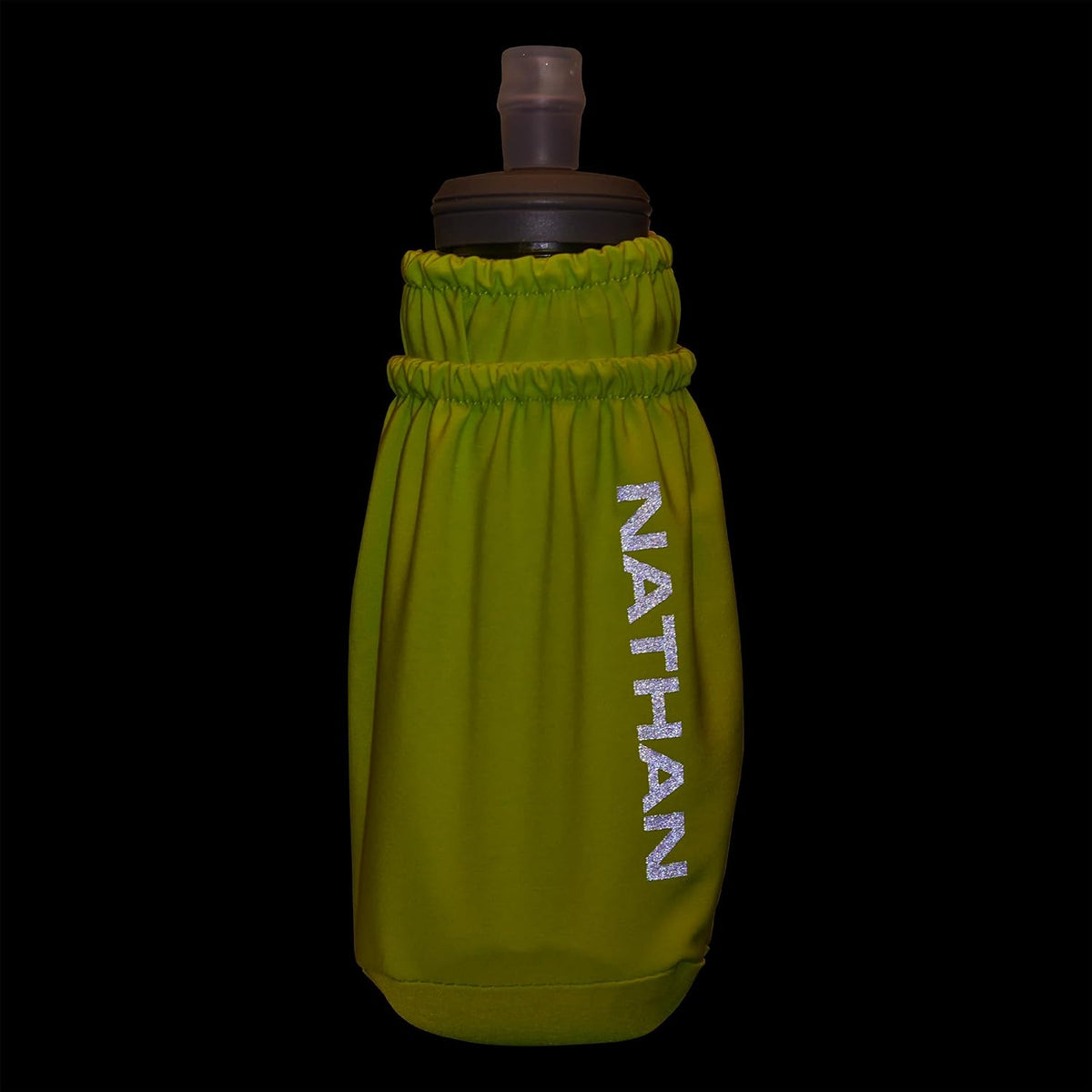 Nathan Handheld Soft Flask 18oz - Exo-Draw Insulated Collapsible Bottle - Grip-Free Strap & Rigid ExoSpine for Comfort/Support - Breathable Mesh Strap - Ideal Running/Hiking, Pinnacle, Black