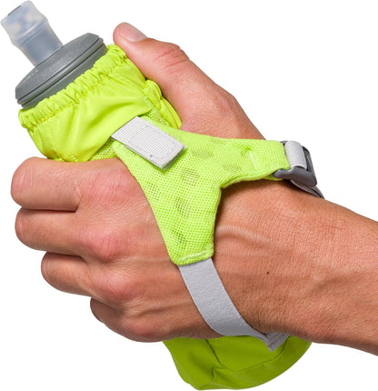 Nathan Handheld Soft Flask 18oz - Exo-Draw Insulated Collapsible Bottle - Grip-Free Strap & Rigid ExoSpine for Comfort/Support - Breathable Mesh Strap - Ideal Running/Hiking, Pinnacle, Black