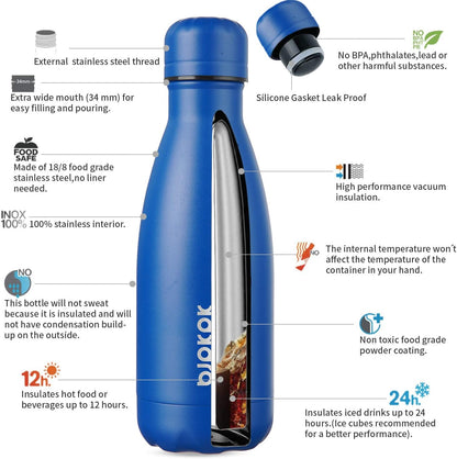 25 oz Insulated Stainless Steel Water Bottle, Metal Sports Flask | Double Wall Vacuum, Leak Proof, Keeps Hot/Cold, BPA Free, Dishwasher Safe, Cupholder Friendly, Travel, Lake Blue - Colors A