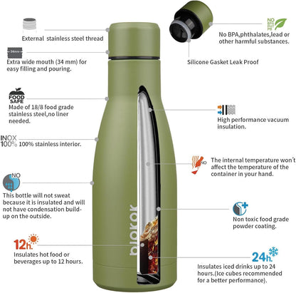 25 oz Insulated Stainless Steel Water Bottle, Metal Sports Flask | Double Wall Vacuum, Leak Proof, Keeps Hot/Cold, BPA Free, Dishwasher Safe, Cupholder Friendly, Travel, Lake Blue - Colors A