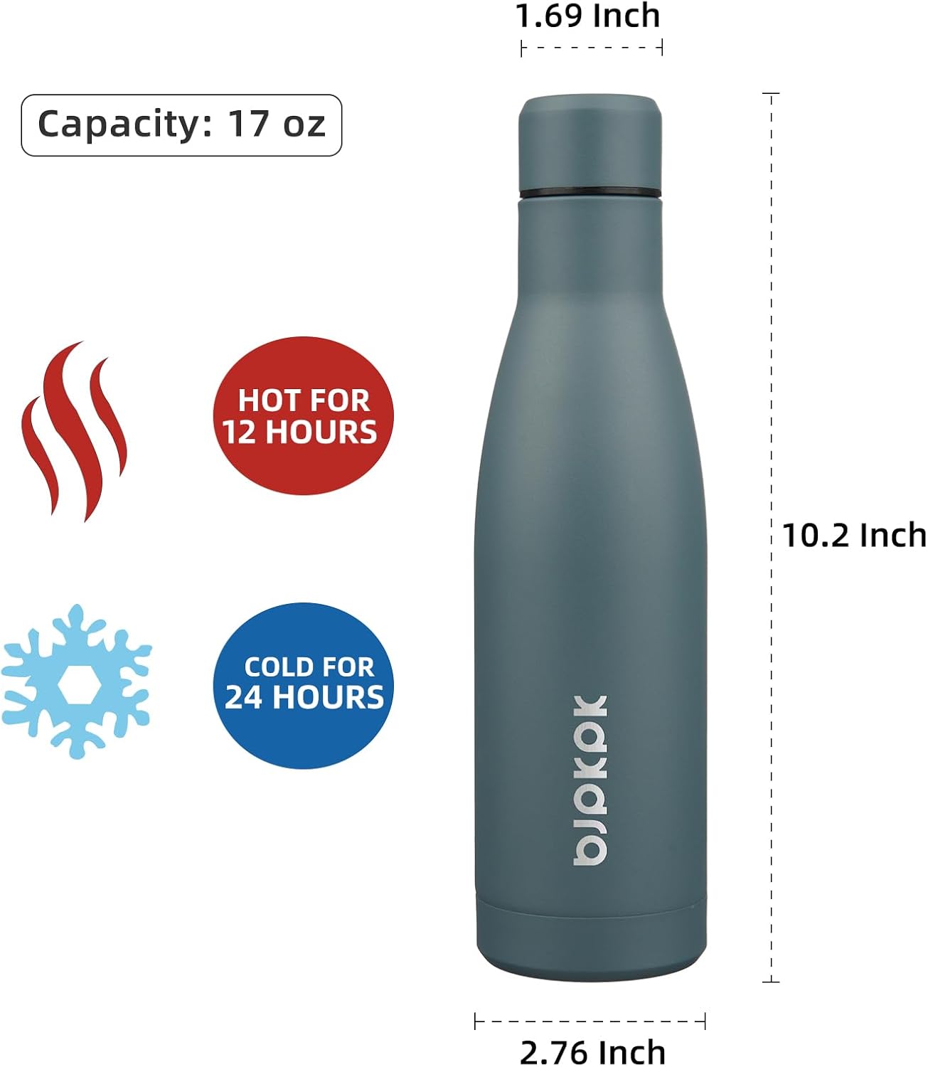 25 oz Insulated Stainless Steel Water Bottle, Metal Sports Flask | Double Wall Vacuum, Leak Proof, Keeps Hot/Cold, BPA Free, Dishwasher Safe, Cupholder Friendly, Travel, Lake Blue - Colors A