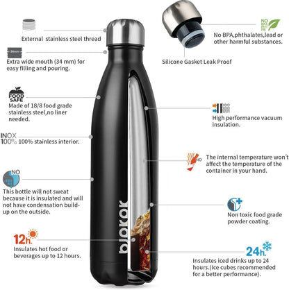 25 oz Insulated Stainless Steel Water Bottle, Metal Sports Flask | Double Wall Vacuum, Leak Proof, Keeps Hot/Cold, BPA Free, Dishwasher Safe, Cupholder Friendly, Travel, Lake Blue - Colors A