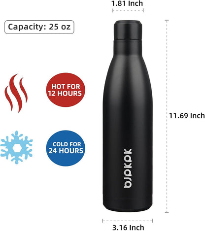25 oz Insulated Stainless Steel Water Bottle, Metal Sports Flask | Double Wall Vacuum, Leak Proof, Keeps Hot/Cold, BPA Free, Dishwasher Safe, Cupholder Friendly, Travel, Lake Blue - Colors A