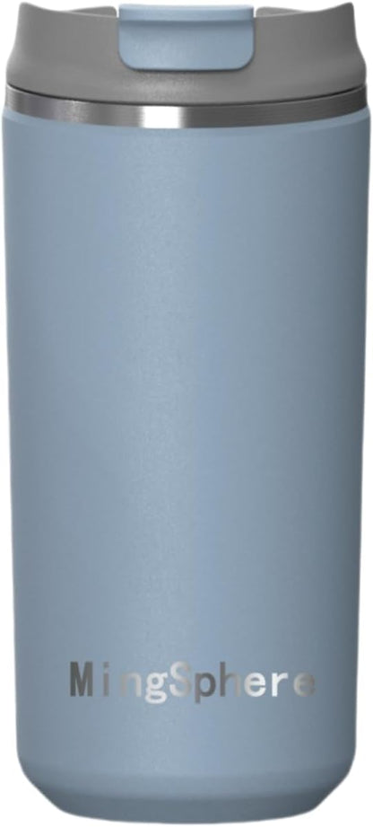 16oz Insulated Stainless Steel Coffee Cup with Flip Lid,Beige | Travel Coffee Mug Leak Resistant Lid Wide Mouth Keeps Drinks Hot or Cold, Easy Cleaning