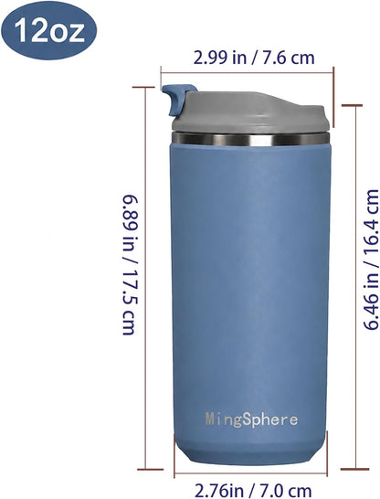 16oz Insulated Stainless Steel Coffee Cup with Flip Lid,Beige | Travel Coffee Mug Leak Resistant Lid Wide Mouth Keeps Drinks Hot or Cold, Easy Cleaning