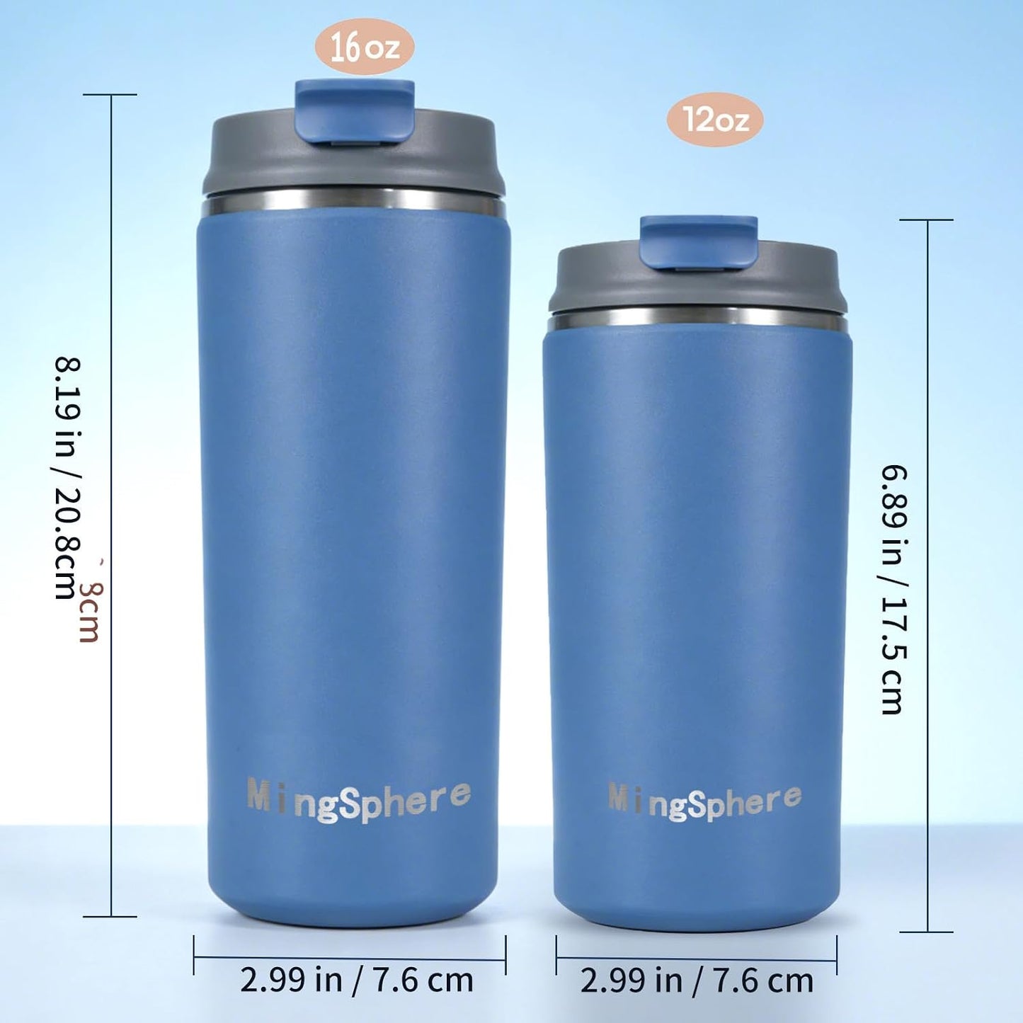 16oz Insulated Stainless Steel Coffee Cup with Flip Lid,Beige | Travel Coffee Mug Leak Resistant Lid Wide Mouth Keeps Drinks Hot or Cold, Easy Cleaning