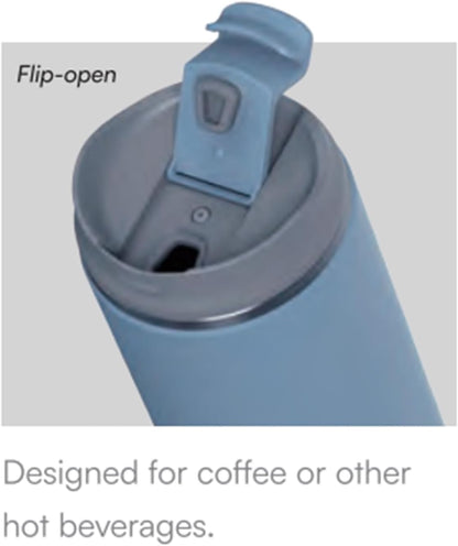 16oz Insulated Stainless Steel Coffee Cup with Flip Lid,Beige | Travel Coffee Mug Leak Resistant Lid Wide Mouth Keeps Drinks Hot or Cold, Easy Cleaning