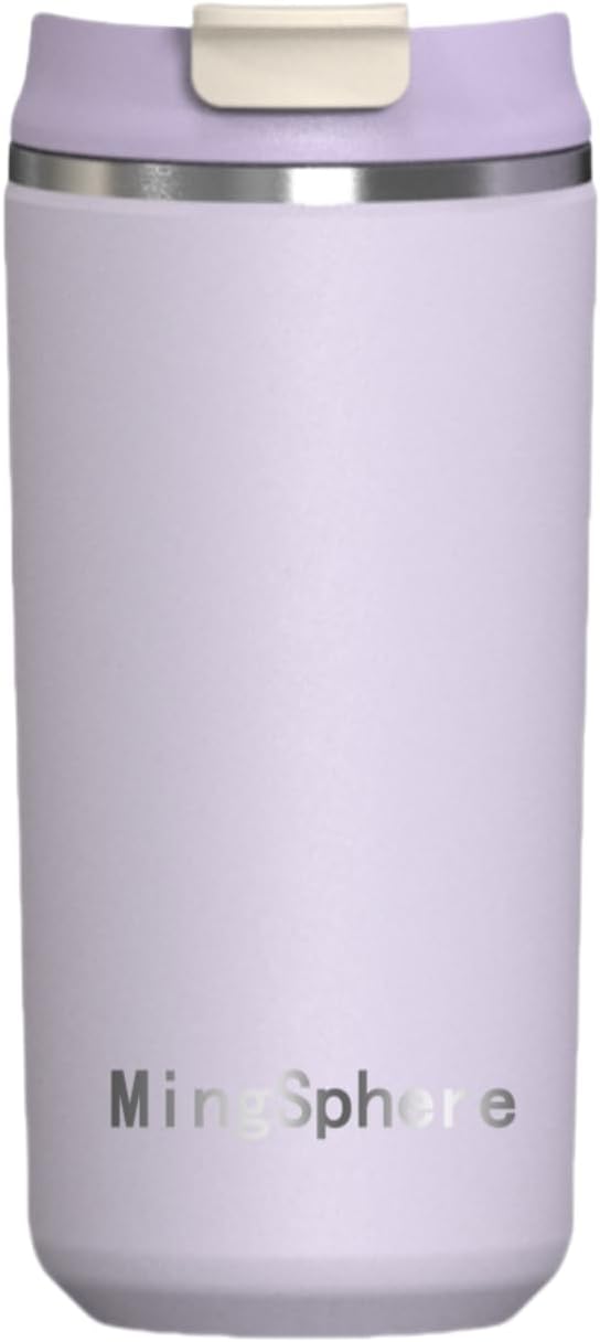 16oz Insulated Stainless Steel Coffee Cup with Flip Lid,Beige | Travel Coffee Mug Leak Resistant Lid Wide Mouth Keeps Drinks Hot or Cold, Easy Cleaning