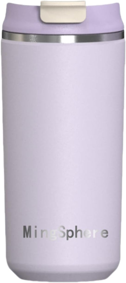 16oz Insulated Stainless Steel Coffee Cup with Flip Lid,Beige | Travel Coffee Mug Leak Resistant Lid Wide Mouth Keeps Drinks Hot or Cold, Easy Cleaning