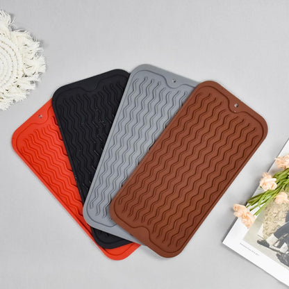Silicone Dish Drying Mat, Non-Slip Easy Clean Sink Mat, Black, 12" x 6"