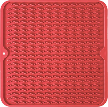 Silicone Dish Drying Mat, Non-Slip Easy Clean Sink Mat, Black, 12" x 6"