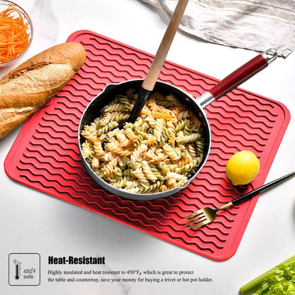 Silicone Dish Drying Mat, Non-Slip Easy Clean Sink Mat, Black, 12" x 6"