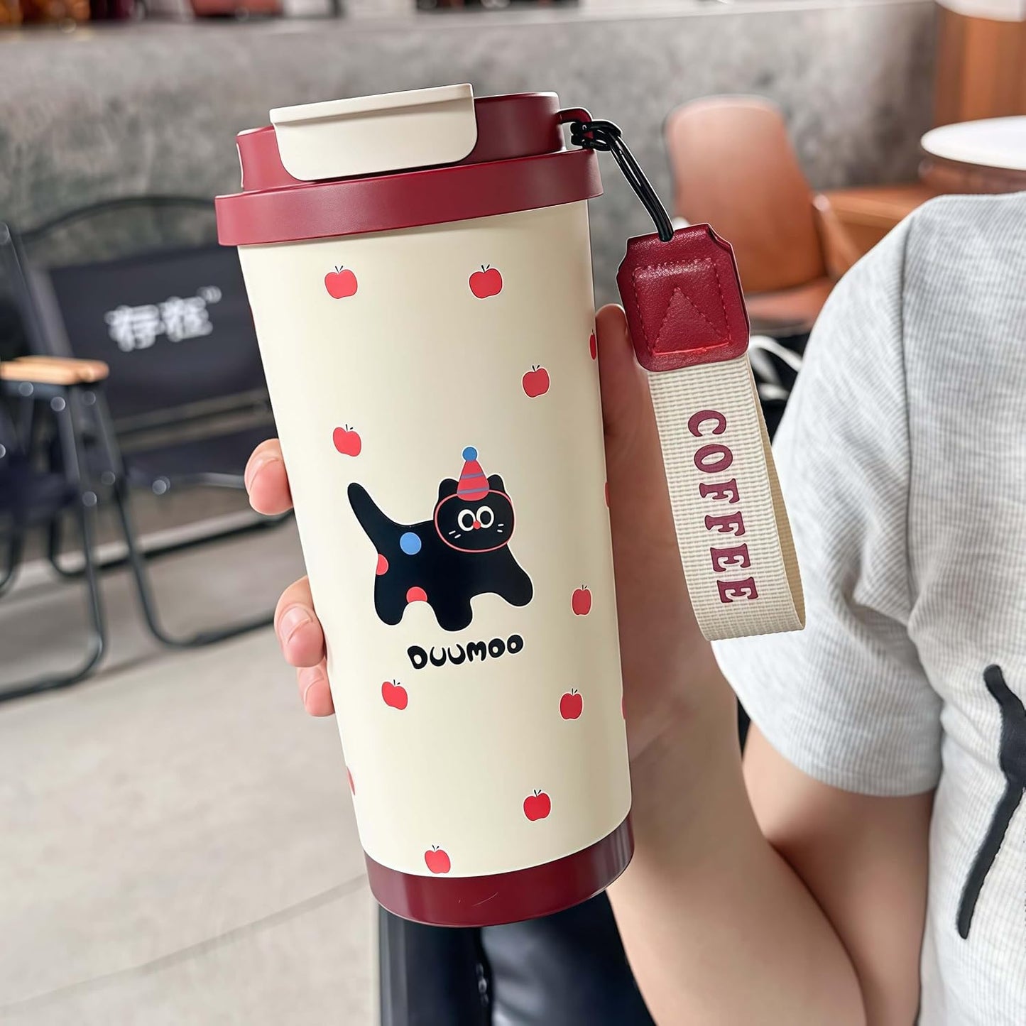 16 oz Coffee Travel Mug, Cute Coffee Tumbler with Lid | Stainless Steel Insulated Water Bottle, Double Wall Vacuum, Leakproof, Portable, Hot & Cold Drinks