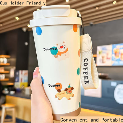 16 oz Coffee Travel Mug, Cute Coffee Tumbler with Lid | Stainless Steel Insulated Water Bottle, Double Wall Vacuum, Leakproof, Portable, Hot & Cold Drinks
