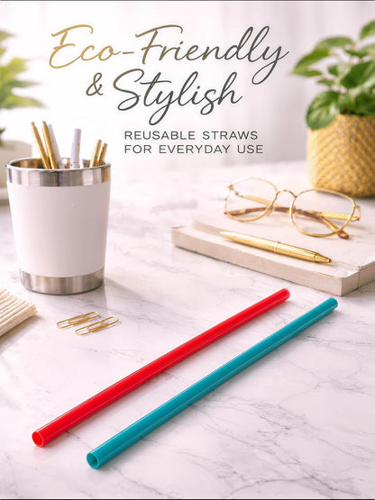 12 Pcs Eco Friendly Silicone Straws with 2 cleaning Brushes,Reusable Silicone Drinking Straws,for 30oz and 20oz Tumblers,Yeti, Ozark, (Pure Multicolor, 10 inches)