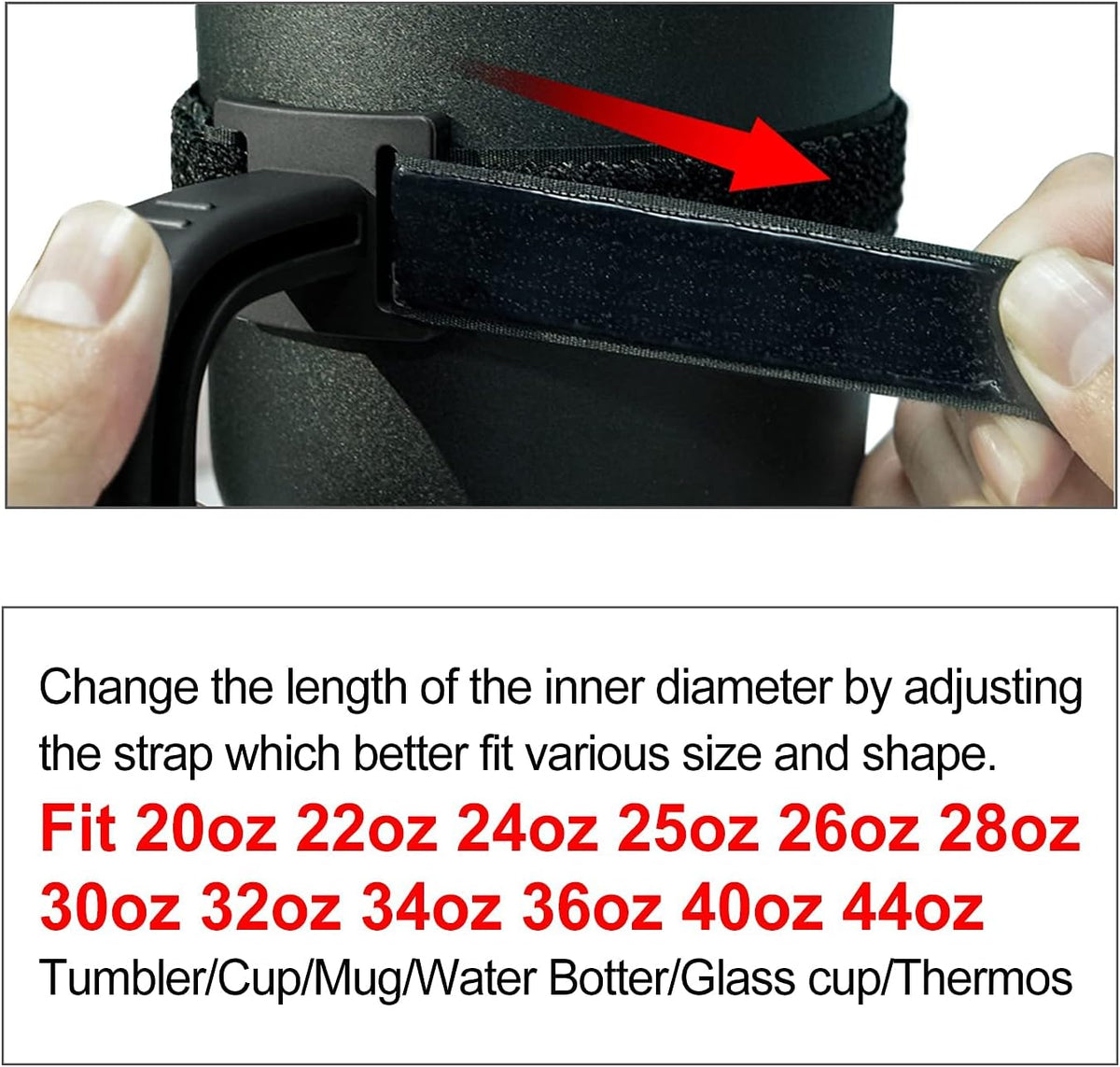 11 Colors Anti-Slip Adjustable Tumbler Cup Handle Fit 20 Oz to 44 Oz of YETI, RTIC, Ozark Trail, Simple Modern, SIC, SUNWILL, Tervis and More Brand Travel Tumbler Cup Mug NO Brand Limitid Black