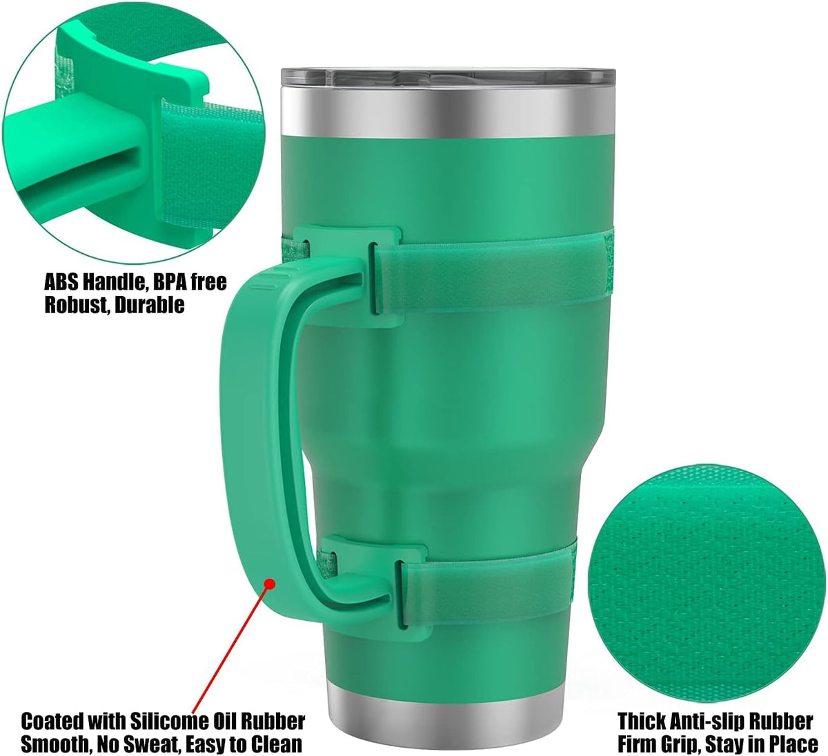 11 Colors Anti-Slip Adjustable Tumbler Cup Handle Fit 20 Oz to 44 Oz of YETI, RTIC, Ozark Trail, Simple Modern, SIC, SUNWILL, Tervis and More Brand Travel Tumbler Cup Mug NO Brand Limitid Black