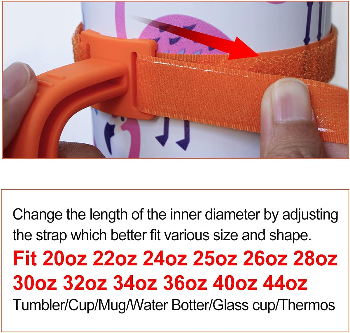 11 Colors Anti-Slip Adjustable Tumbler Cup Handle Fit 20 Oz to 44 Oz of YETI, RTIC, Ozark Trail, Simple Modern, SIC, SUNWILL, Tervis and More Brand Travel Tumbler Cup Mug NO Brand Limitid Black