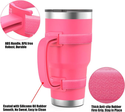 11 Colors Anti-Slip Adjustable Tumbler Cup Handle Fit 20 Oz to 44 Oz of YETI, RTIC, Ozark Trail, Simple Modern, SIC, SUNWILL, Tervis and More Brand Travel Tumbler Cup Mug NO Brand Limitid Black