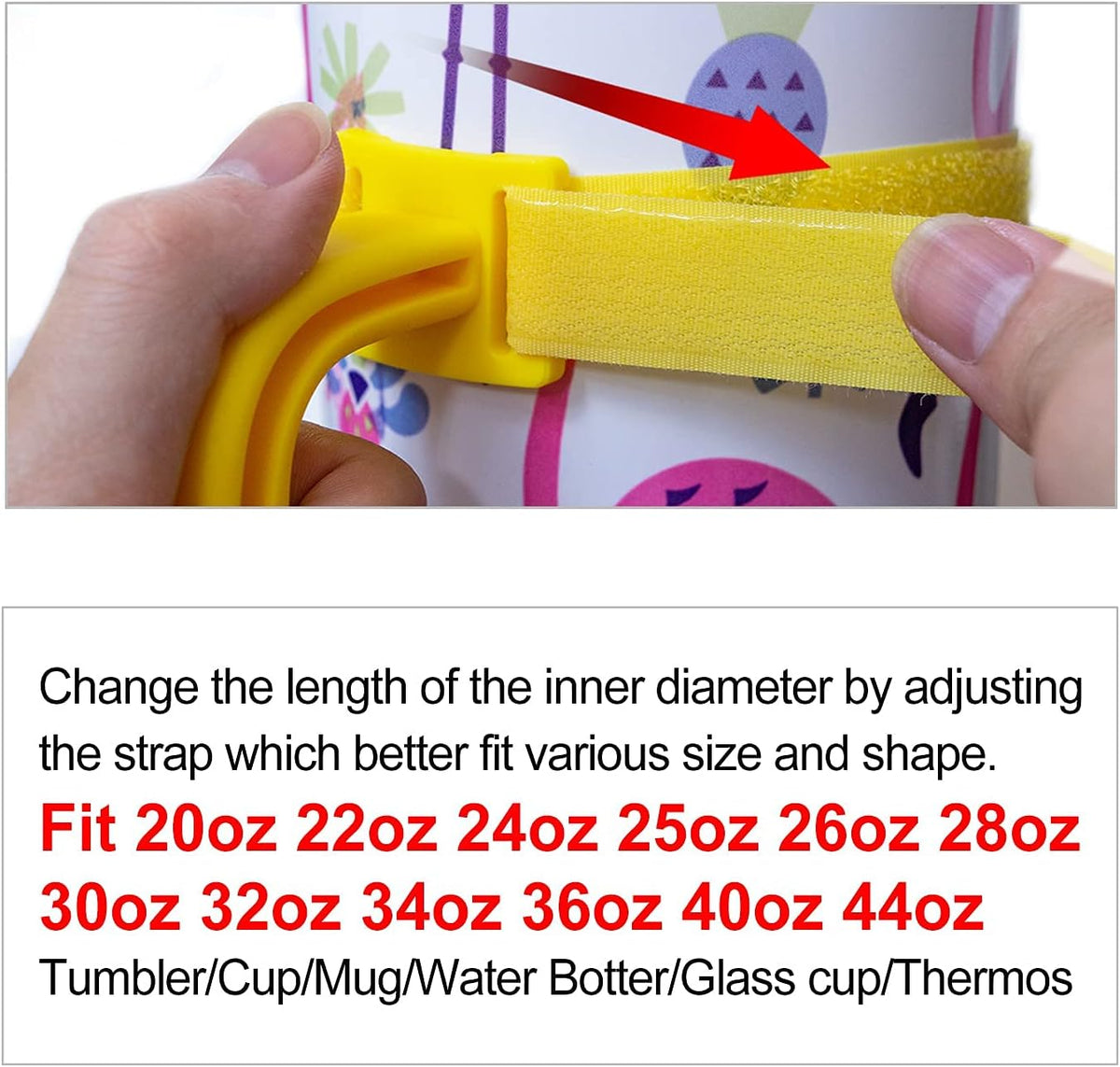 11 Colors Anti-Slip Adjustable Tumbler Cup Handle Fit 20 Oz to 44 Oz of YETI, RTIC, Ozark Trail, Simple Modern, SIC, SUNWILL, Tervis and More Brand Travel Tumbler Cup Mug NO Brand Limitid Black