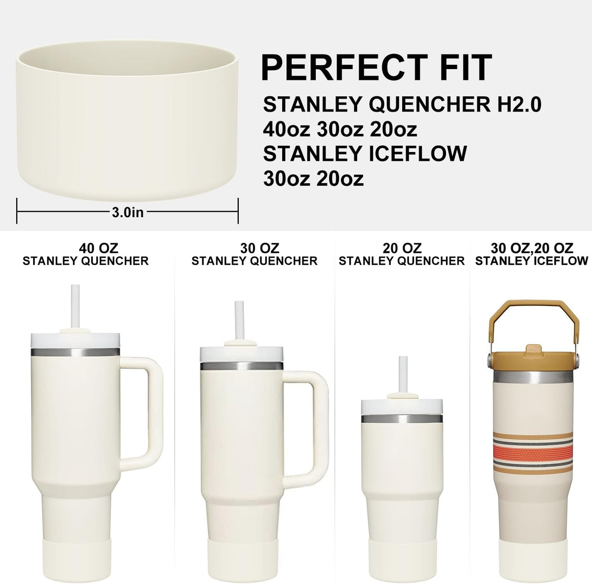 Protective Silicone Boot Sleeve Cover for Stanley Quencher H2.0 40 30 20 oz & IceFlow Flip 30 20 oz