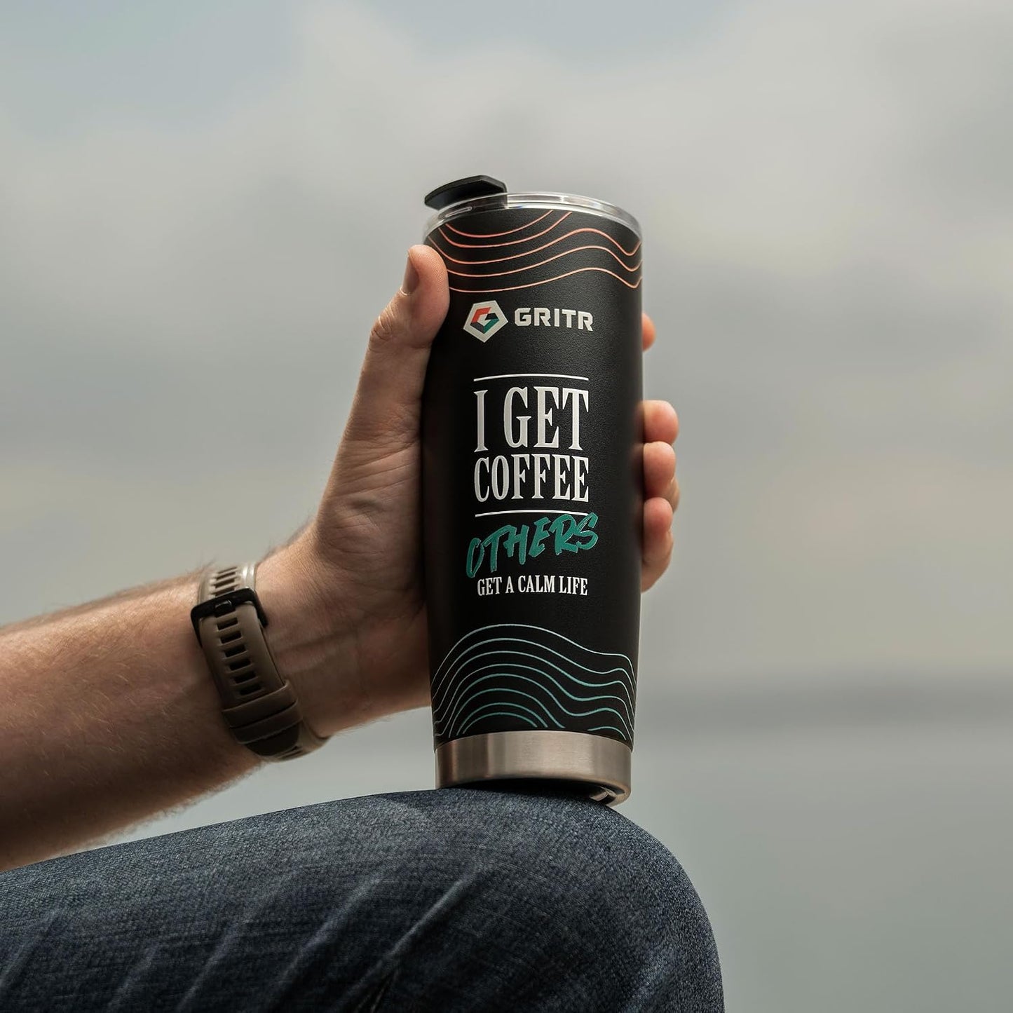 20 fl oz Stainless Steel Double Wall Vacuum Insulated Tumbler | Leakproof Reusable Thermos w/ Flip-Lock Cap, Sweat-Free Coating, BPA Free - for Traveling, Hiking, Camping, Gym