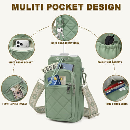 Water Bottle Holder with Strap, 32oz 40oz Insulated Carrier Bag