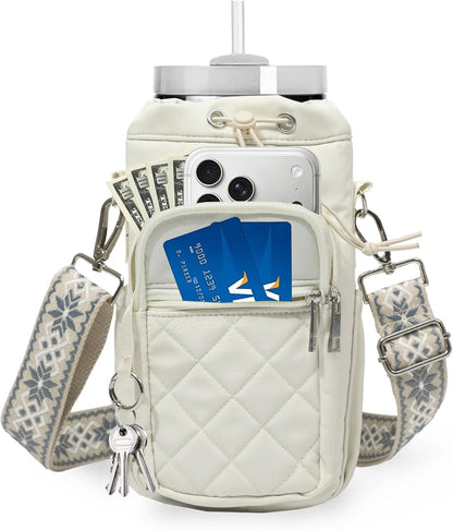 Water Bottle Holder with Strap, 32oz 40oz Insulated Carrier Bag
