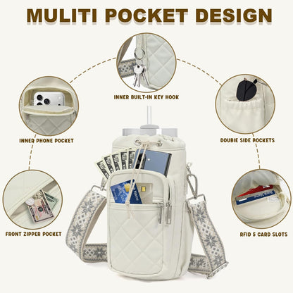 Water Bottle Holder with Strap, 32oz 40oz Insulated Carrier Bag