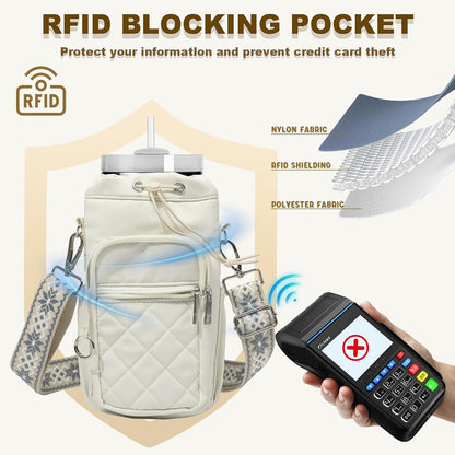Water Bottle Holder with Strap, 32oz 40oz Insulated Carrier Bag