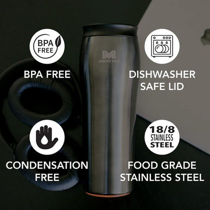 The Untippable Mug | Grips When Hit, Lifts for Sips | Insulated Stainless Steel Tumbler | Cupholder Friendly | Gifts for Women Men All | Leakproof | 4 Hours Hot/ 24 Cold | 12oz Black