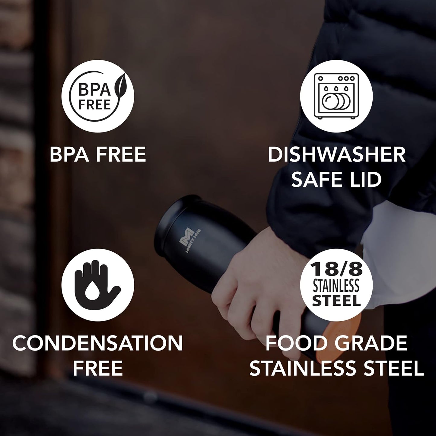 The Untippable Mug | Grips When Hit, Lifts for Sips | Insulated Stainless Steel Tumbler | Cupholder Friendly | Gifts for Women Men All | Leakproof | 4 Hours Hot/ 24 Cold | 12oz Black