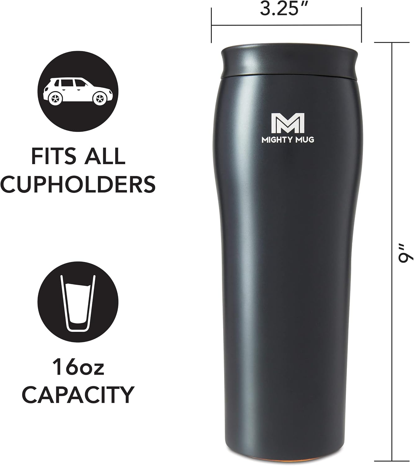 The Untippable Mug | Grips When Hit, Lifts for Sips | Insulated Stainless Steel Tumbler | Cupholder Friendly | Gifts for Women Men All | Leakproof | 4 Hours Hot/ 24 Cold | 12oz Black
