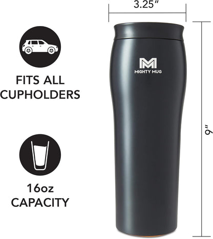 The Untippable Mug | Grips When Hit, Lifts for Sips | Insulated Stainless Steel Tumbler | Cupholder Friendly | Gifts for Women Men All | Leakproof | 4 Hours Hot/ 24 Cold | 12oz Black