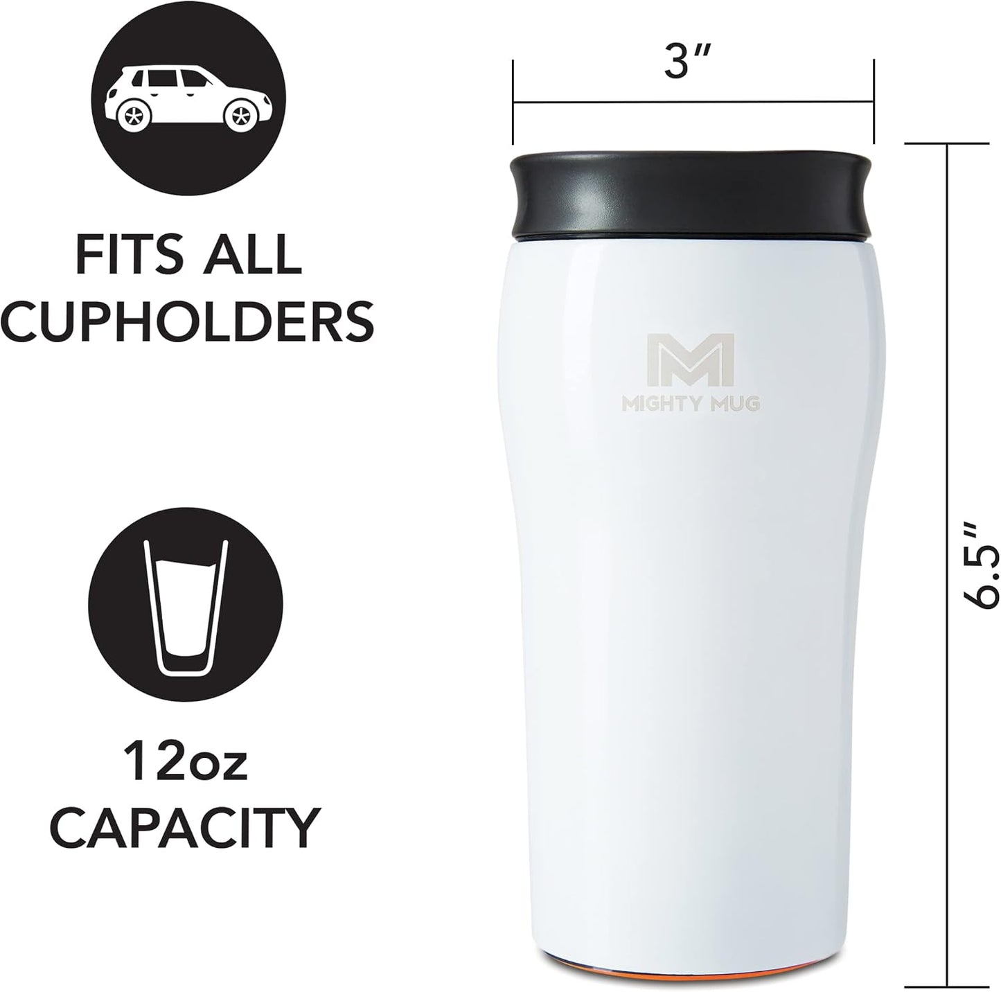 The Untippable Mug | Grips When Hit, Lifts for Sips | Insulated Stainless Steel Tumbler | Cupholder Friendly | Gifts for Women Men All | Leakproof | 4 Hours Hot/ 24 Cold | 12oz Black